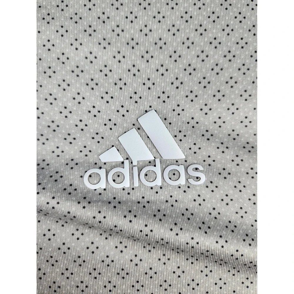 Adidas Mens XL Gray Short Sleeve All Over Geometric‎ Print Stretch Golf Polo